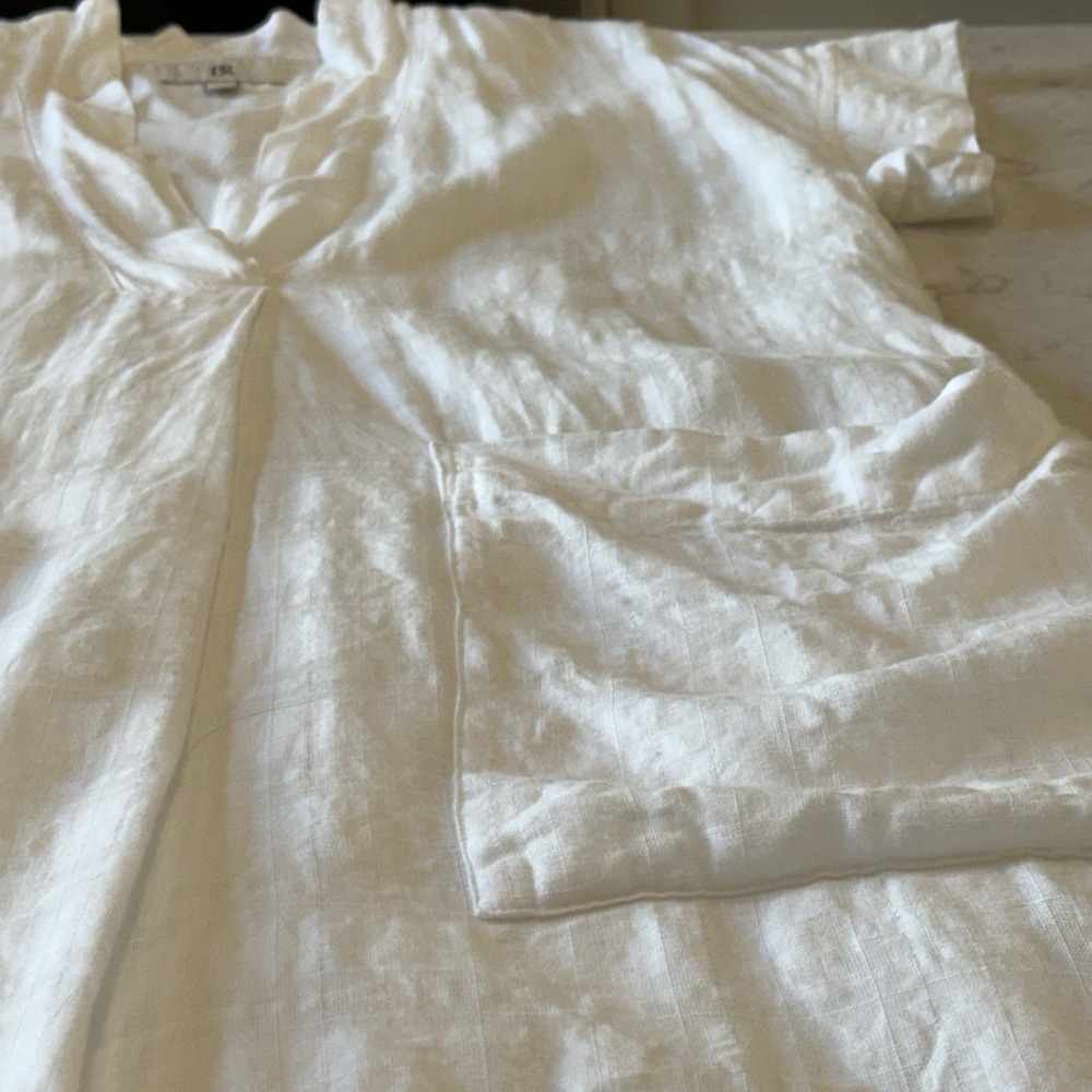 Banana Republic Laurel Linen Cotton Utility Dress V-neck Cover Up Medium White - Picture 5 of 12